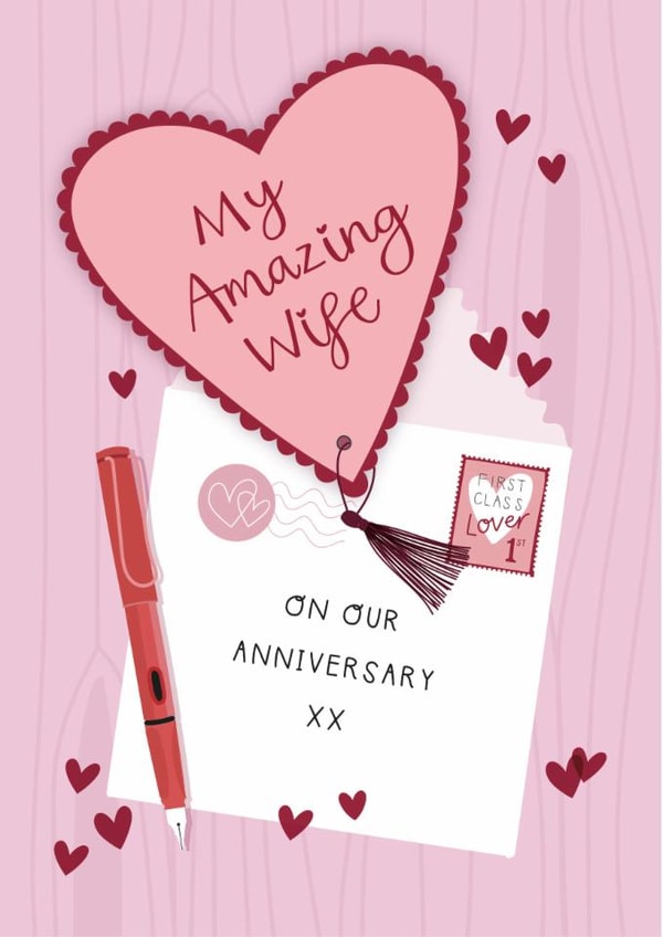 Pretty Anniversary Card - Amazing Wife - Love Letter | thortful
