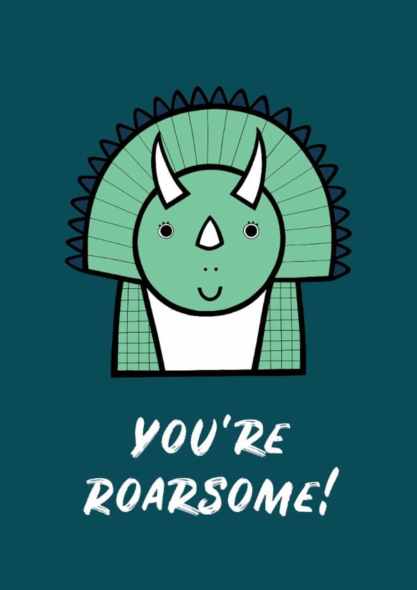 Cute Thank You Card - You're Roarsome! - Dinosaur created by Roarsome