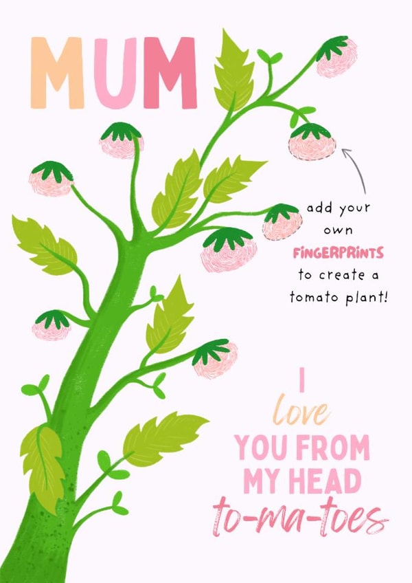Cute Birthday/Mother's Day Card - For Mum - Fingerprints created by Sian Moore Illustration