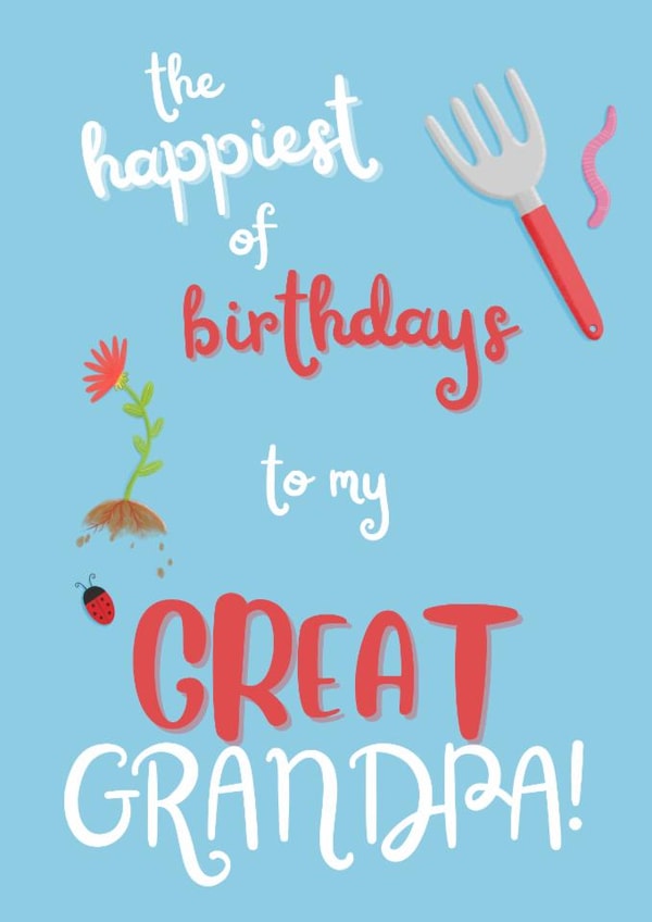Cute Birthday Card - For Great Grandpa - Gardening created by Sian Moore Illustration