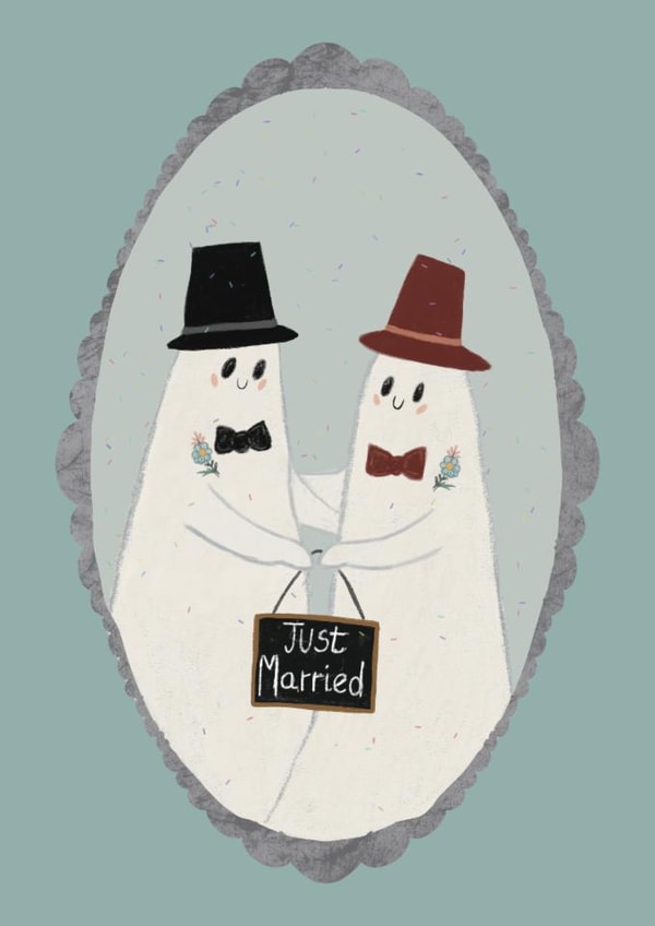 Cute Wedding Card - Ghost Grooms - LGBTQ+ created by Mama Love Crafts