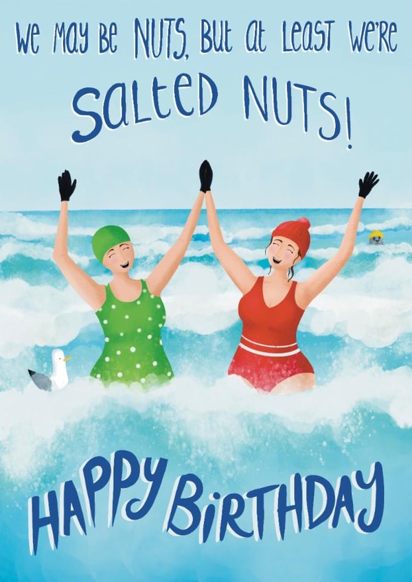 Funny Birthday Card - Sea Swimmers - Salted Nuts created by Crafty Coast