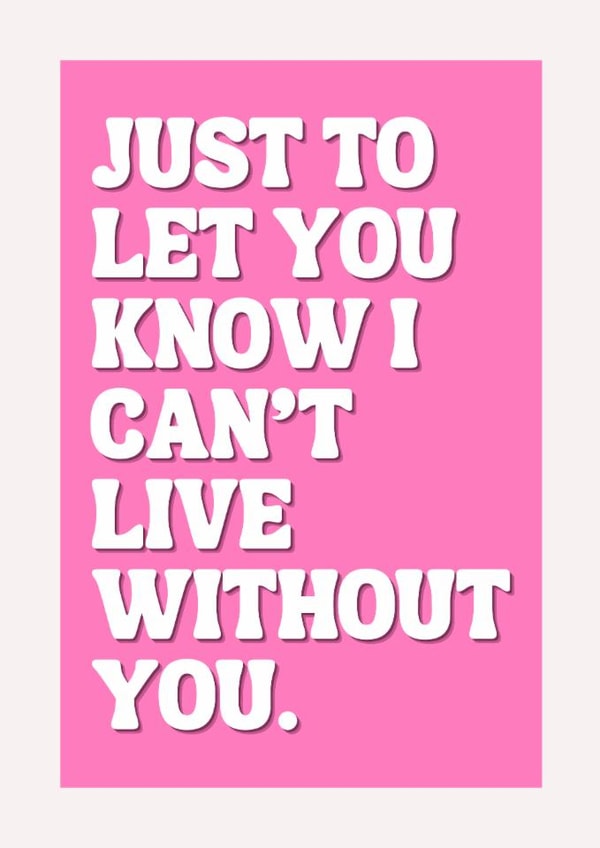Can't Live Without You - Thank you, Love you for Partner or Best Friend created by Sunnie Love Co.