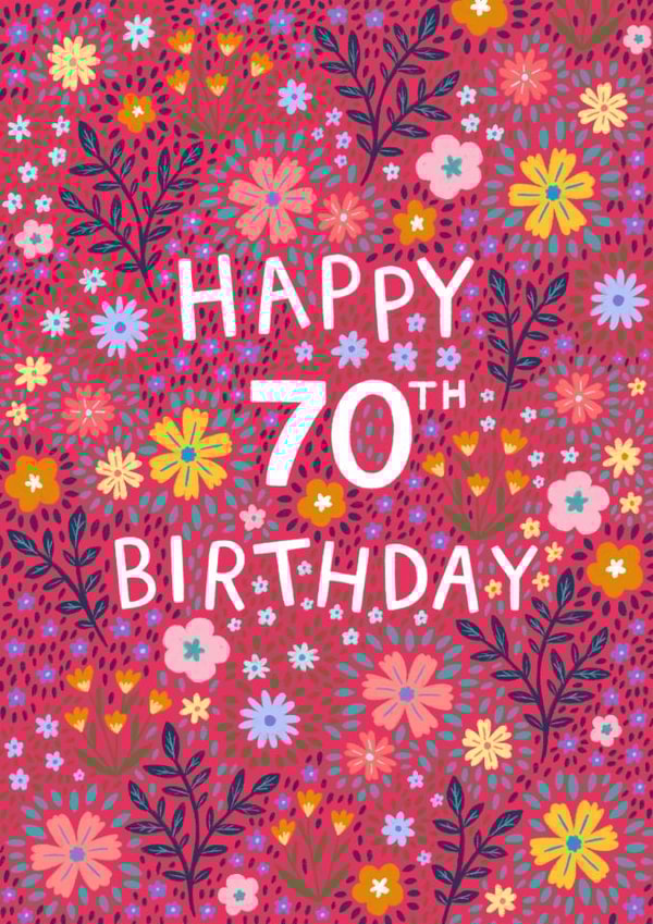 Pretty Birthday Card - 70th - Floral created by Pear Tree Press