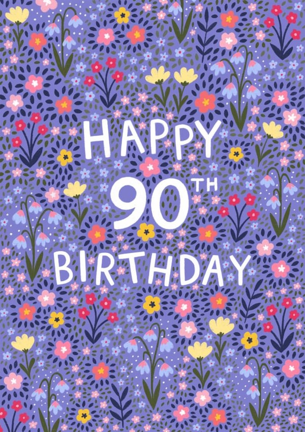Pretty Birthday Card - 90th - Floral created by Pear Tree Press