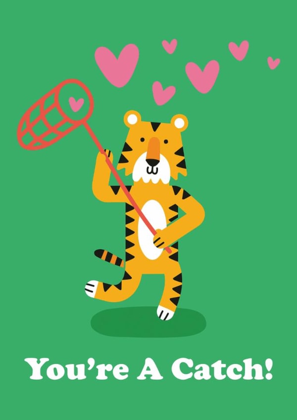 Cute Valentines Day Card - You're A Catch - Anniversary Card created by Studio Boketto