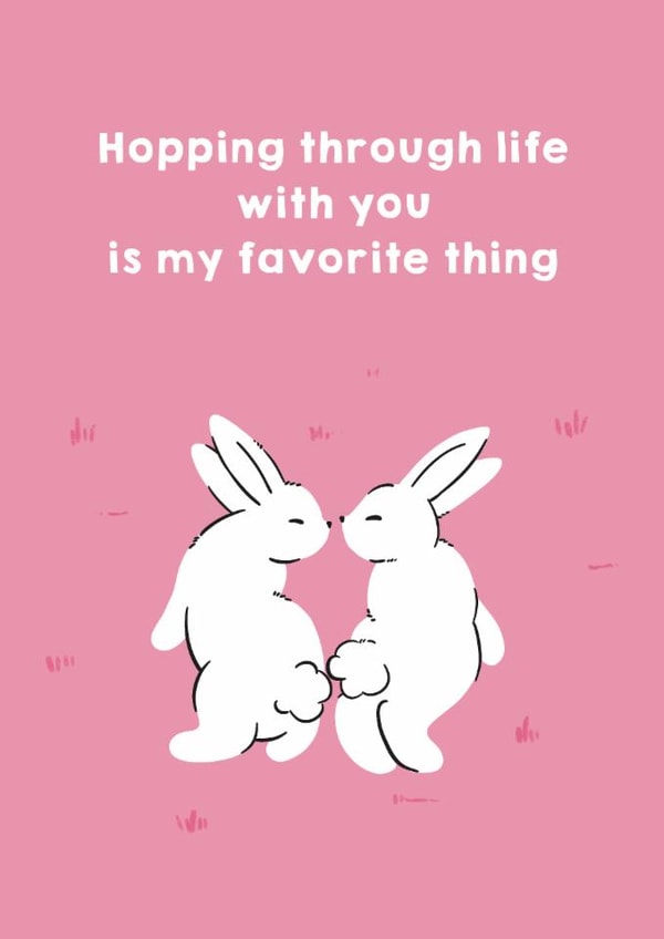 Cute Valentine's Day Card - Hopping Rabbits created by Zove Ahh
