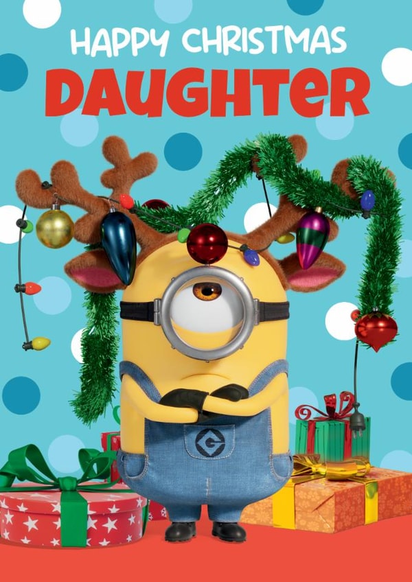 Festive Minions Christmas Card For Daughter – Reindeer Fun created by Danilo