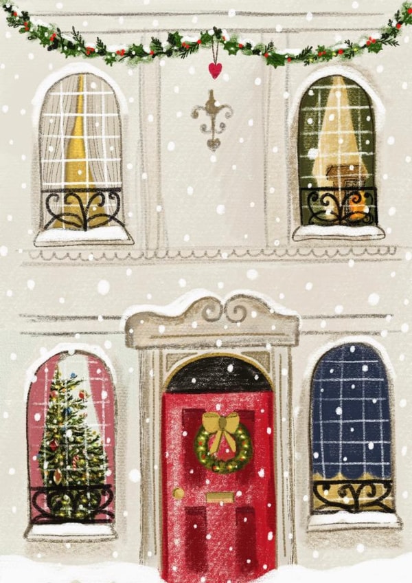 Classic Christmas Card - Christmas House - Snow created by Love Lucy Illustration