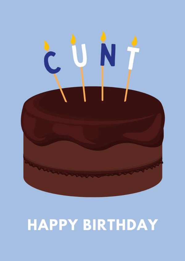 Funny Birthday Card for Mates - Cheeky Cake Design created by BeauPrintBoutique