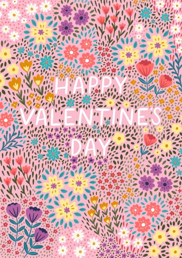 Pretty Valentine's Day Card - Pink - Flowers created by Pear Tree Press