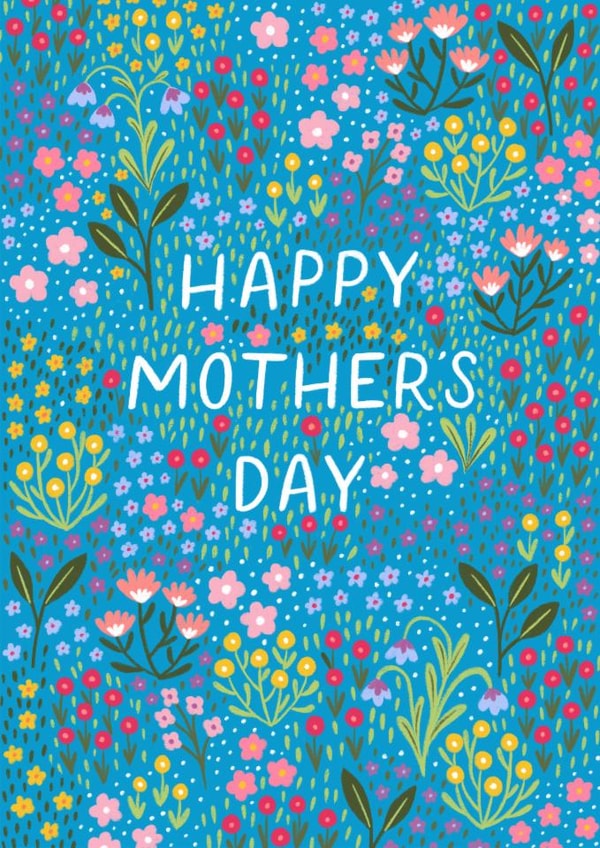 Pretty Teal Mother's Day Card - Flowers - Floral created by Pear Tree Press