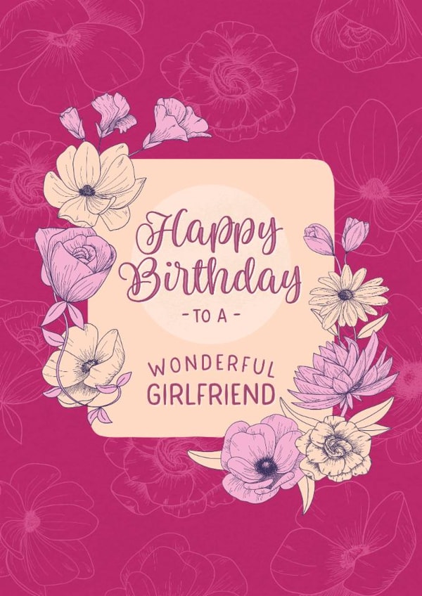Classic Birthday Card - For Girlfriend - Flowers created by Evie Garnett Designs