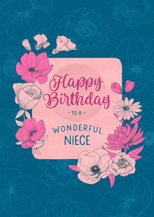 Classic Birthday Card - For Niece - Flowers created by Evie Garnett Designs