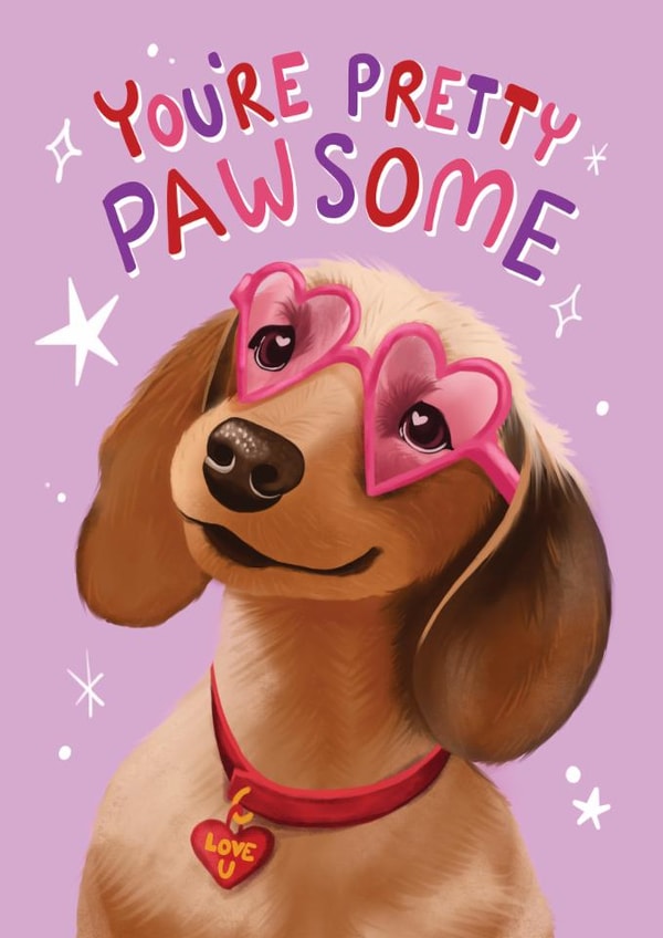 Cute Valentine's Day Card - Dog - Pun created by Aniet Illustration