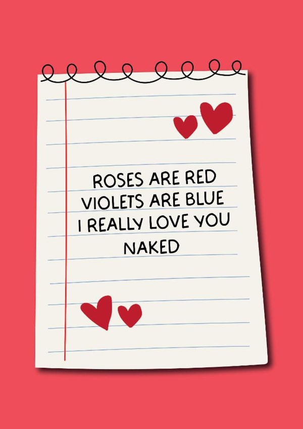 Funny Valentine's Day Card - Love You Naked created by Puns and Needles