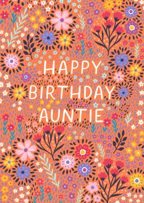Pretty Birthday Card - For Auntie - Flowers | thortful
