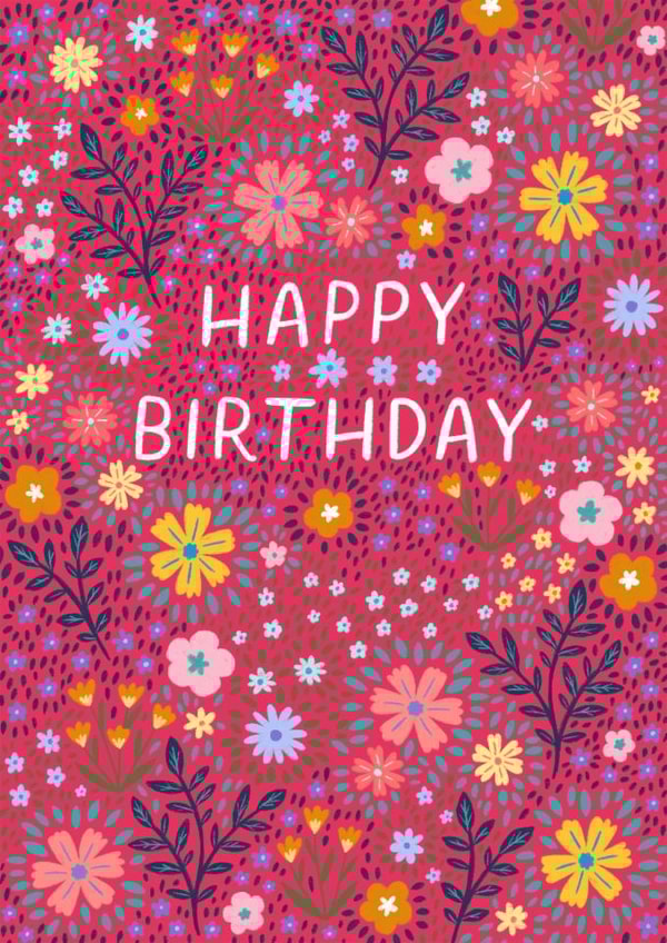 Pretty Birthday Card - Bright Florals created by Pear Tree Press