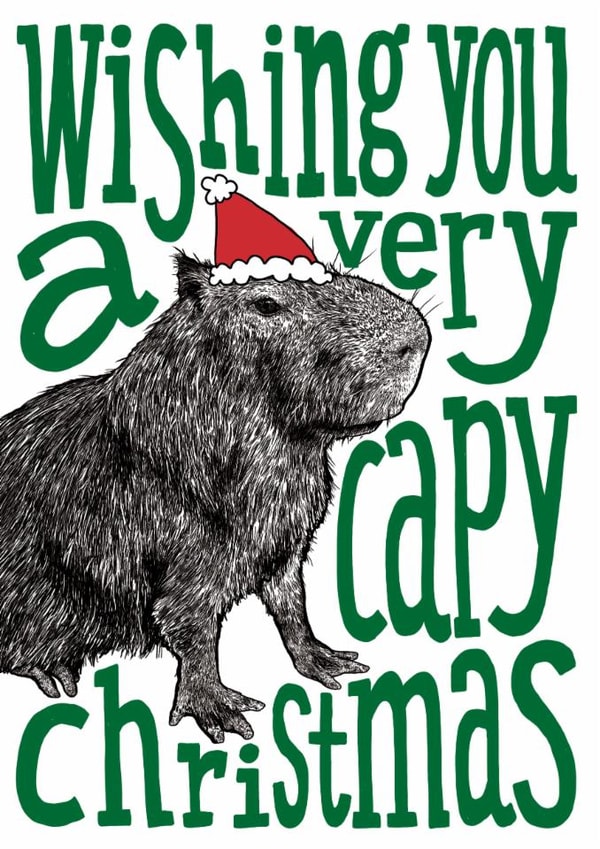 Cute capybara Christmas card created by The Visual Narrator