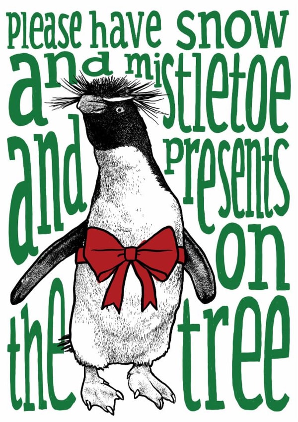 Funny penguin Christmas card created by The Visual Narrator