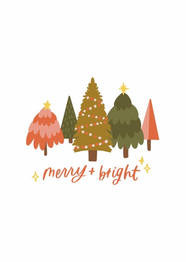 Merry and Bright Christmas Card, Happy Holiday Card, Christmas Trees, Classic created by Ashlyn Postier