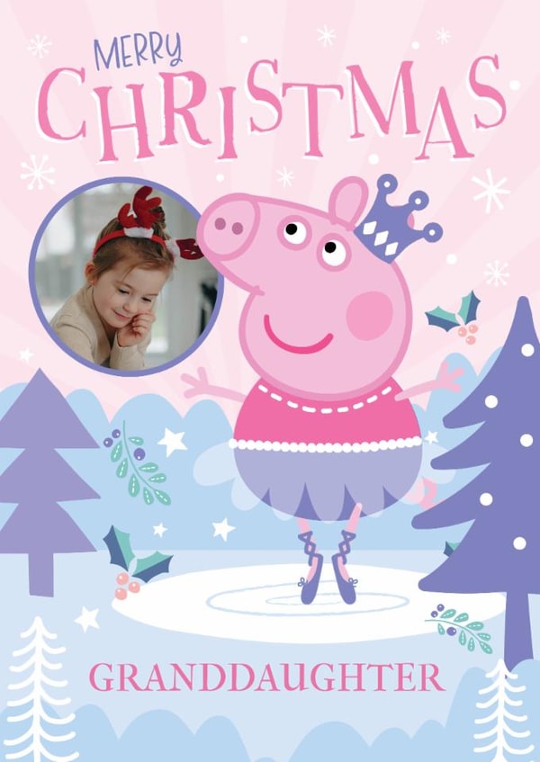 Peppa Pig Personalised Christmas Photo Card for Granddaughter – Princess Skater created by Danilo