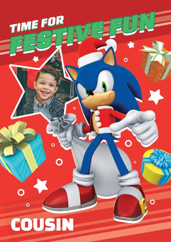 Festive Sonic Personalised Christmas Photo Card for Cousin created by Danilo