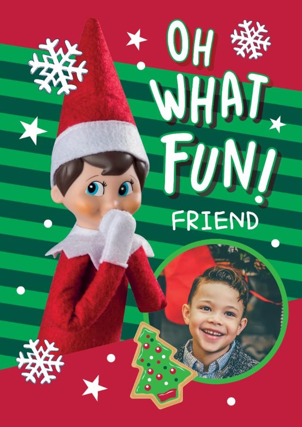 Personalised Elf Christmas Photo Card For Friend – Oh What Fun! created by Danilo