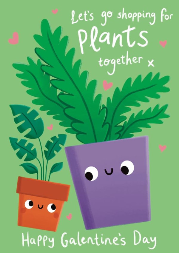 Cute Valentine's Day Card - Galentine's - Plant Shopping created by Sophie Kent Illustration