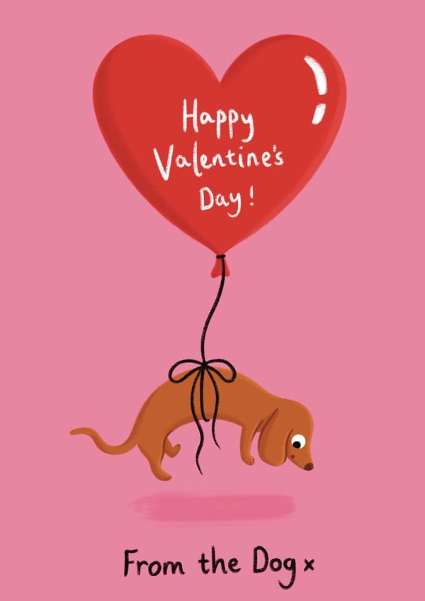 Cute Valentine's Day Card - From The Dog - Dog Heart Balloon created by Sophie Kent Illustration