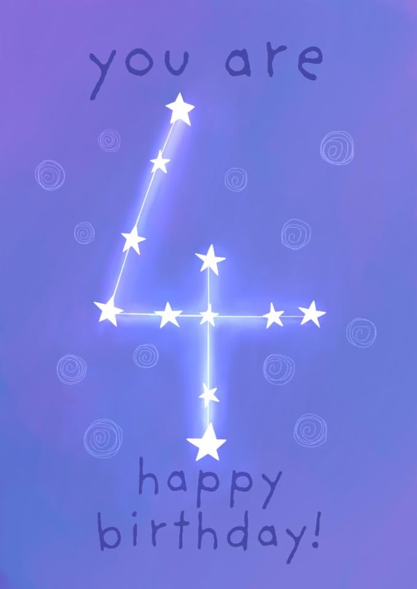 Cute Birthday Card - You Are Four - 4th Birthday created by Sian Moore Illustration
