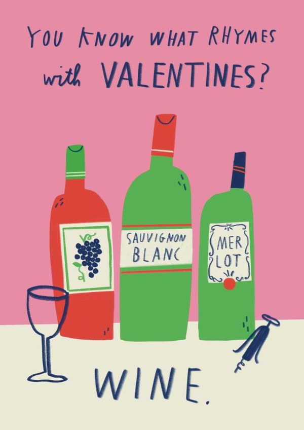 Funny Valentine's Day Card - Wine created by Alice Mole Illustration