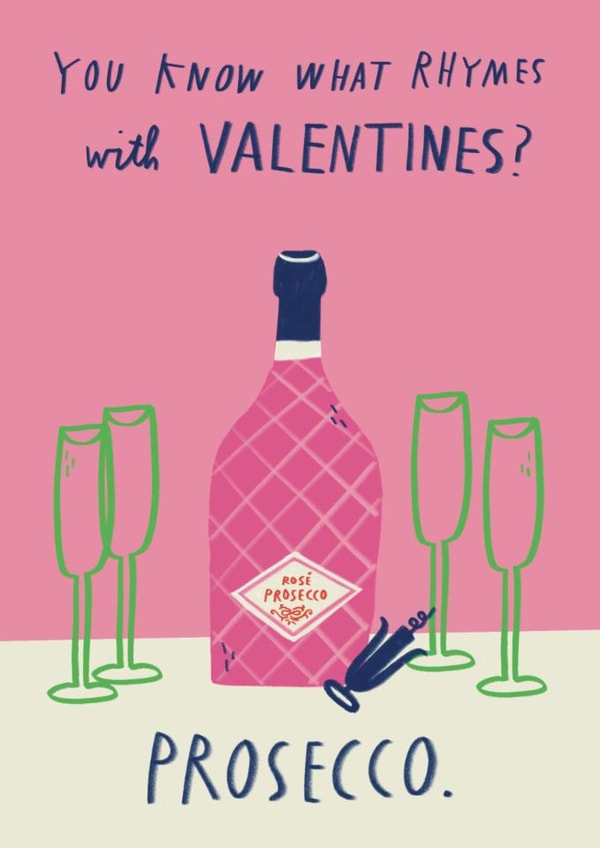 Funny Valentine's Day Card - Prosecco created by Alice Mole Illustration