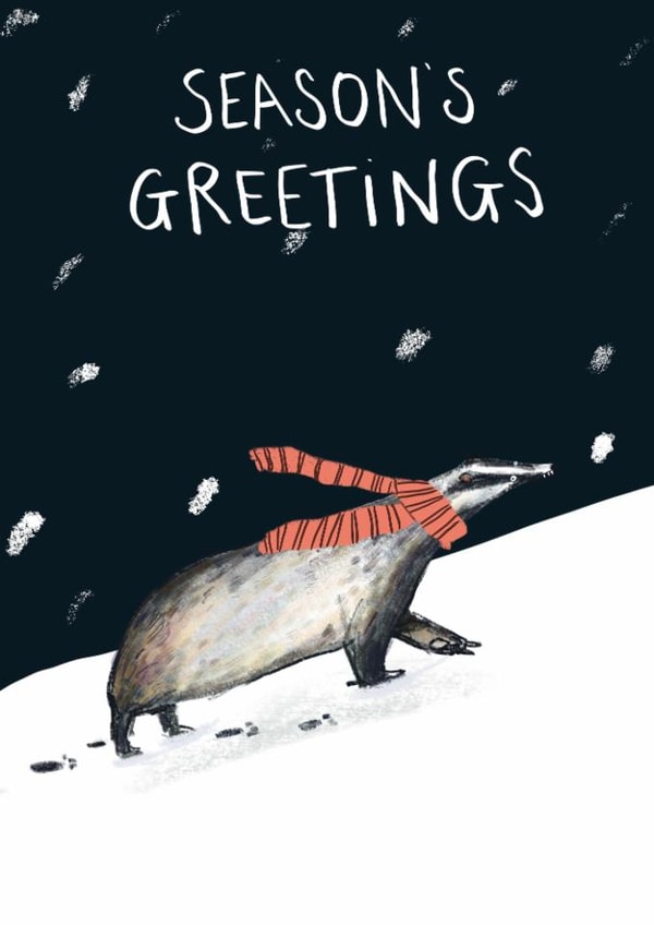 Cute Christmas Card - Badger In The Snow created by Harriet Lowther