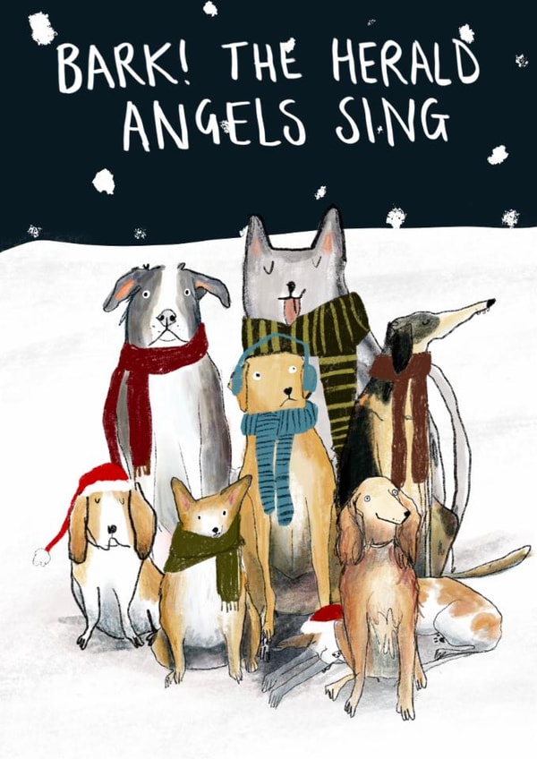 Funny Christmas Card - Dogs Singing Carols created by Harriet Lowther