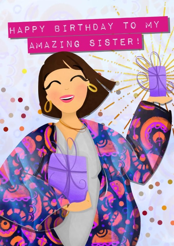 Birthday Cheers to My Amazing Sister created by Aziza Illustrates