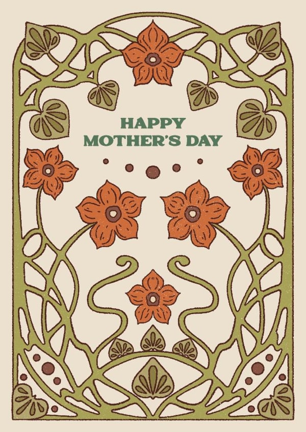 Arty Mothers Day Card - Art Nouveau Florals created by Lately Studio