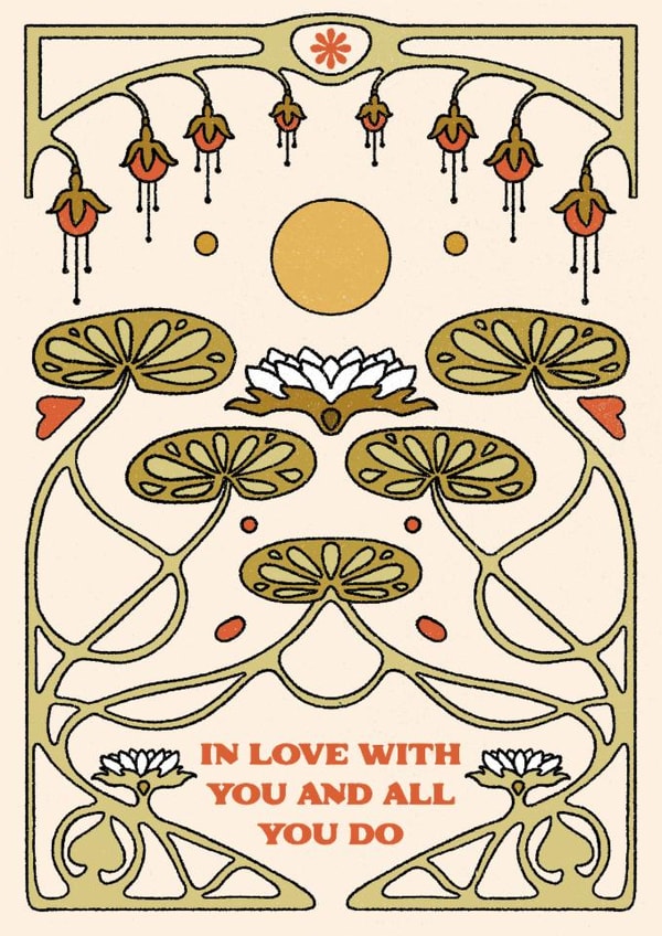 Arty Anniversary Card - In Love With All Of You - Art Nouveau created by Lately Studio