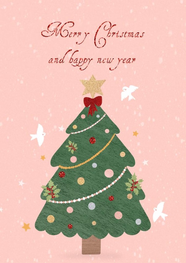 Cute pink Christmas tree card created by Nika Venturini