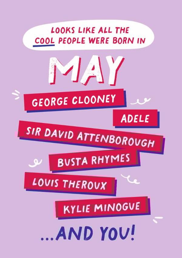 Fun Birthday Card - May Birthday - Cool People created by PaperPaper