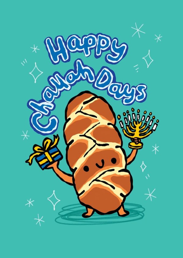 Cute Hanukkah Card - Challah Days created by The Playful Indian