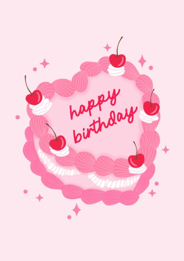 Pretty Birthday Card - Heart Shaped Cake created by Dolly’s Doodles