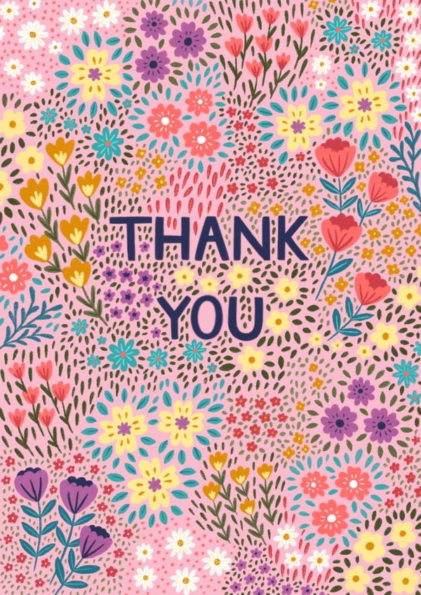 Pretty Thank You Card - Pink Ditsy Floral created by Pear Tree Press