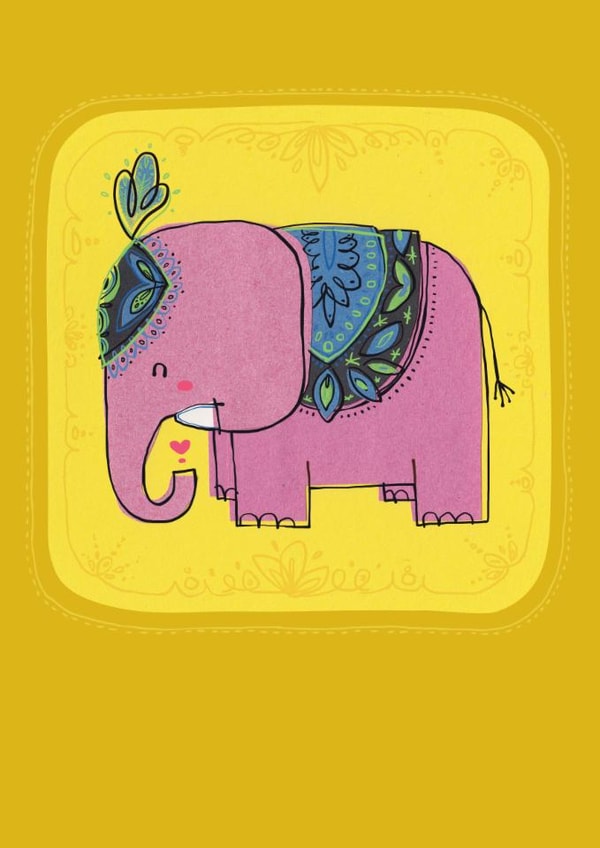 Cute Just Because Card - Elephant - Heart created by Kate Chesterton