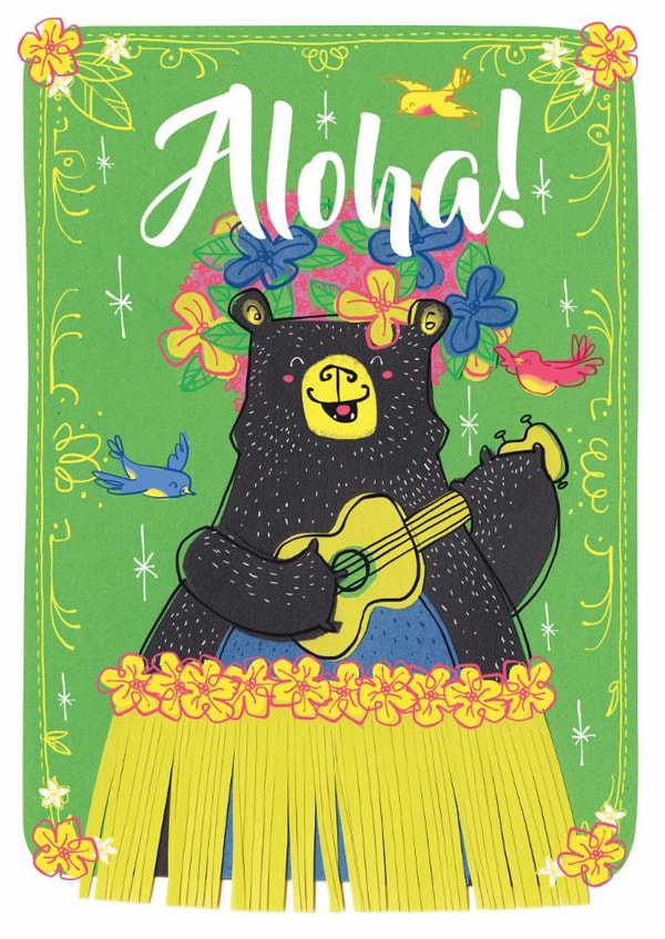 Aloha Bear - Bold and Fun Hula Card created by Kate Chesterton