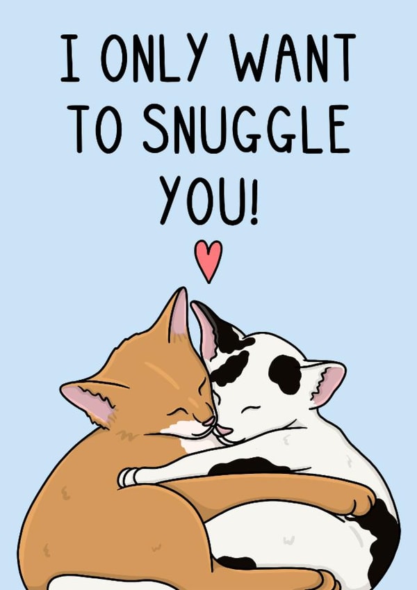 Cute Valentine's Day/Anniversary Card - Snuggle - Cats created by OhJaye