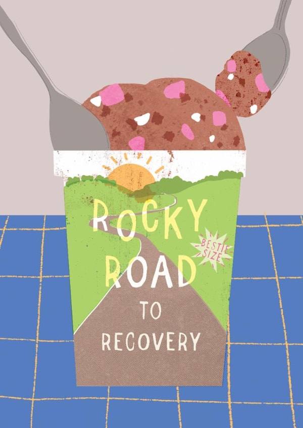 Cute Get Well Card - Rocky Road To Recovery - Ice Cream created by Francesca Iannaccone