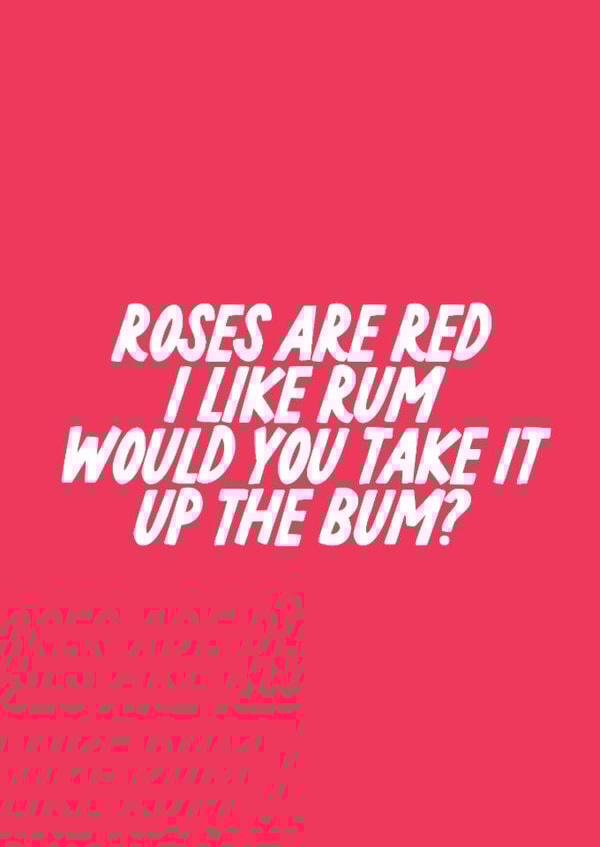 Rude Valentine's Day Card - Up The Bum created by The Marmalade Cat