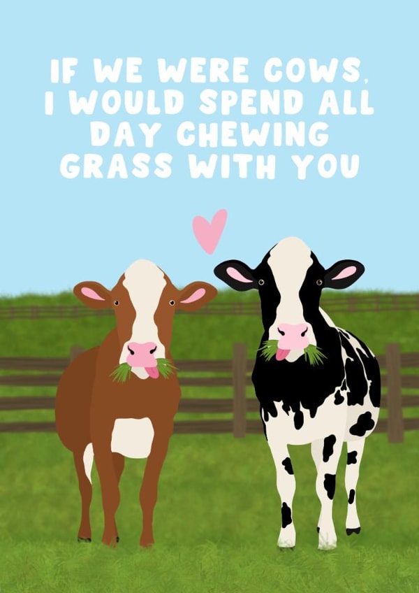 Cute Valentine's Day/Anniversary Card - Cow Couple - If We Were Cows created by Pink Peach Cards