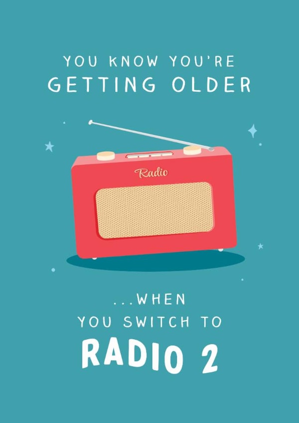 Funny Birthday Card - Radio Two created by The Cake Thief